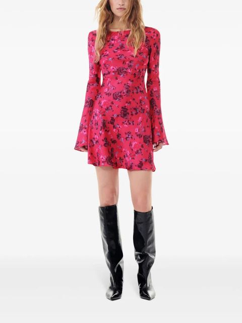 GANNI floral-print long-sleeve dress - Pink