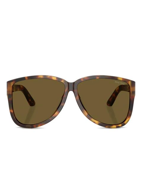 Miu Miu Eyewear tortoiseshell logo-plaque sunglasses - Green - zdjęcie produktu nr 1