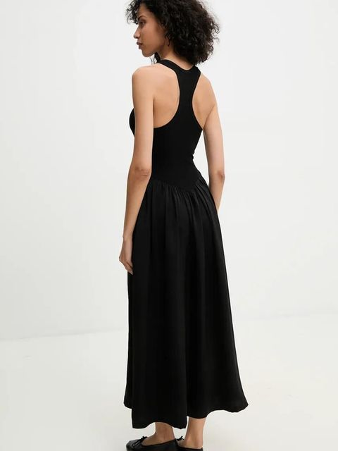 Answear.LAB sukienka kolor czarny maxi rozkloszowana