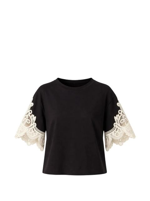 TWINSET lace-detail T-shirt - Black - zdjęcie produktu nr 1