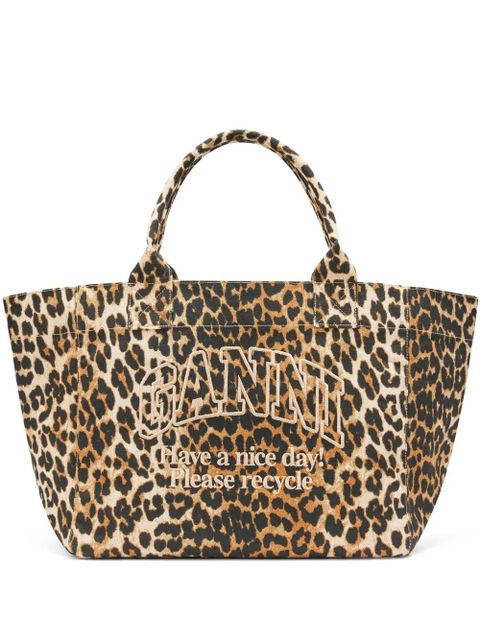 GANNI leopard print zip tote bag - Neutrals - zdjęcie produktu nr 1
