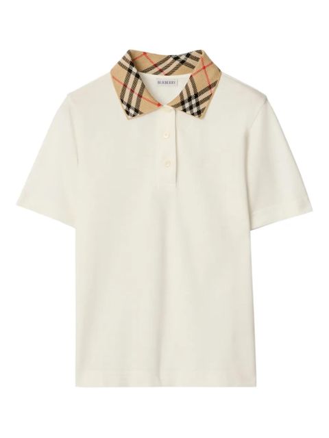 Burberry check collar equestrian knight polo shirt - Neutrals - zdjęcie produktu nr 1