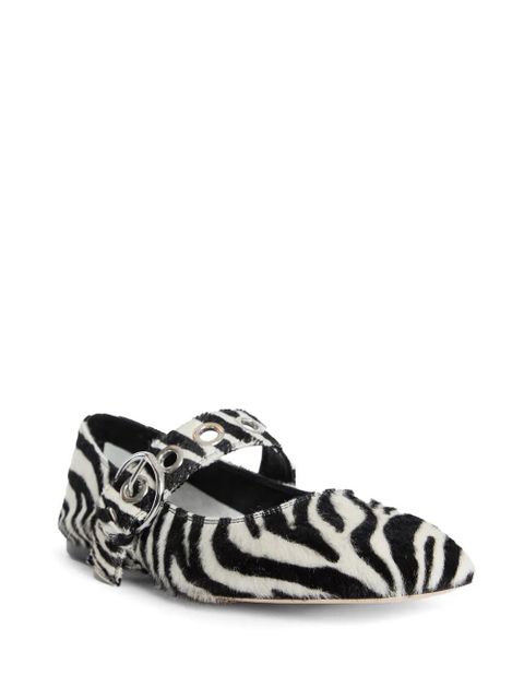 Aeyde zebra-print pony-hair ballet flats - White