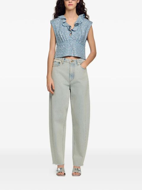 SANDRO ruffled striped top - Blue - zdjęcie produktu nr 2