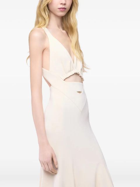 Rabanne crossed straps midi cut-out dress - Neutrals