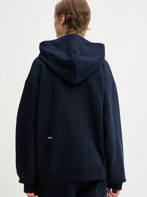 Pangaia bluza bawełniana kolor granatowy z kapturem gładka 10002675