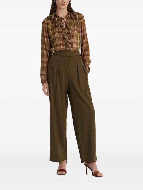 Lauren Ralph Lauren plaid ruffled blouse - Brown - zdjęcie produktu nr 1