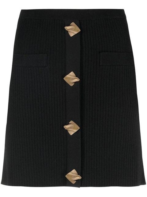 Self-Portrait ribbed-knit mini skirt - Black - zdjęcie produktu nr 1