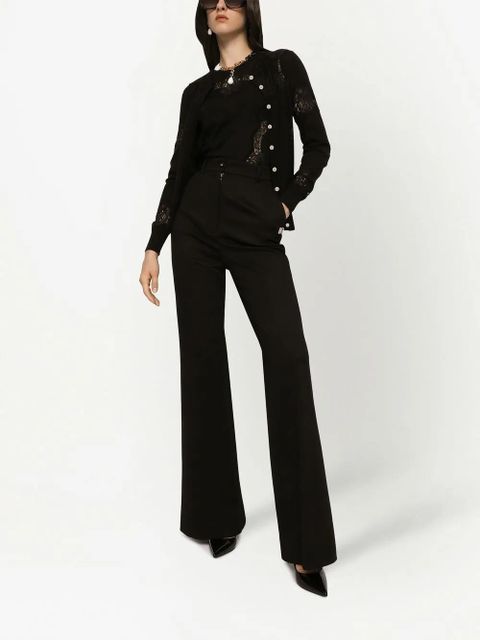 Dolce & Gabbana lace-panel cashmere-silk cardigan - Black