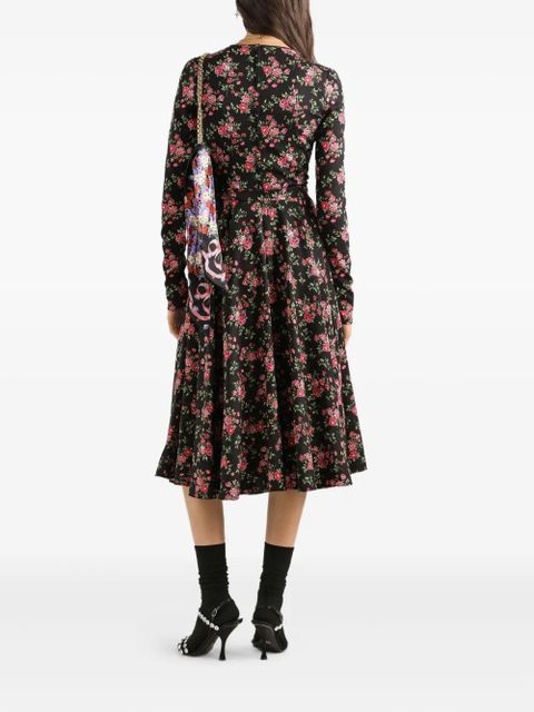 Dolce & Gabbana floral long-sleeve midi dress - Black