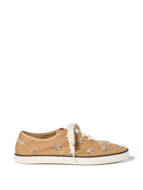 Miu Miu embroidered drill sneakers - Neutrals - zdjęcie produktu nr 1
