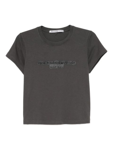 Alexander Wang logo-embroidered cropped T-shirt - Grey - zdjęcie produktu nr 1