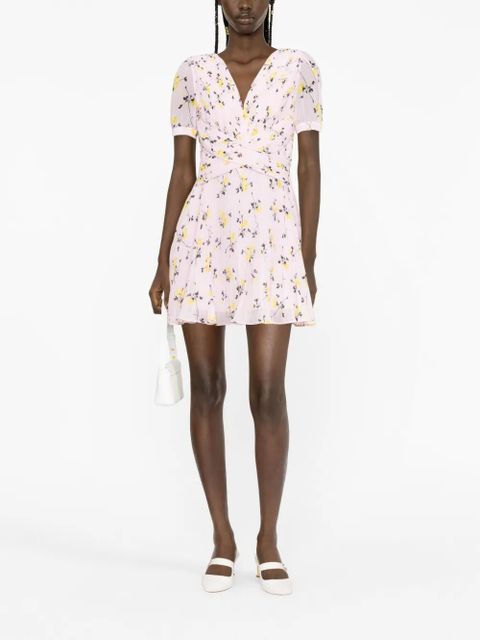 Self-Portrait floral-print pleated minidress - Pink