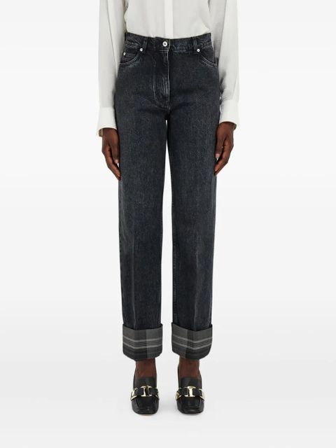 Ferragamo tartan-cuffs straight-leg jeans - Black - zdjęcie produktu nr 2