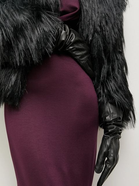 Answear.LAB rękawiczki skórzane damskie kolor czarny