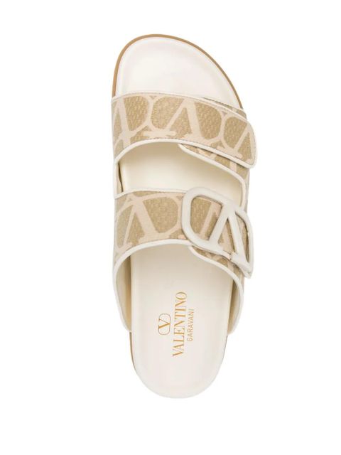 Valentino Garavani Toile Iconographe jacquard slides - Neutrals