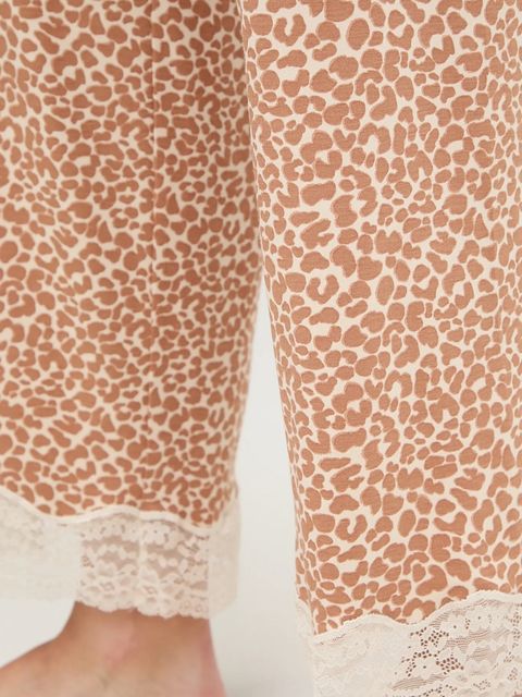 United Colors of Benetton spodnie piżamowe damska kolor beżowy 32V93F04S