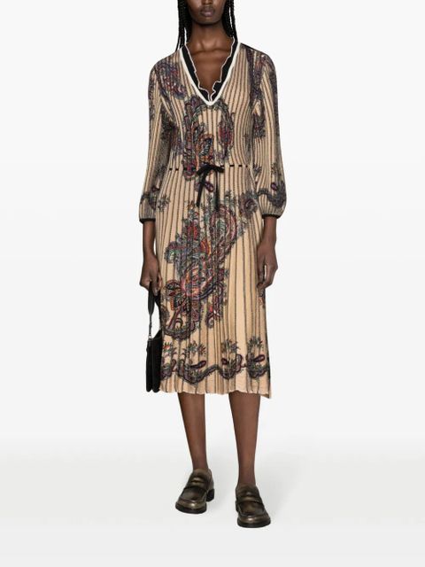 ETRO paisley-print virgin-wool midi dress - Neutrals