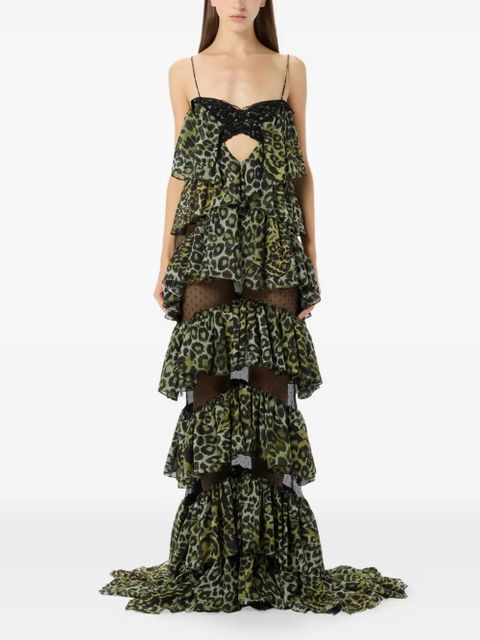 Blumarine ruffled animal-print maxi dress - Green - zdjęcie produktu nr 2