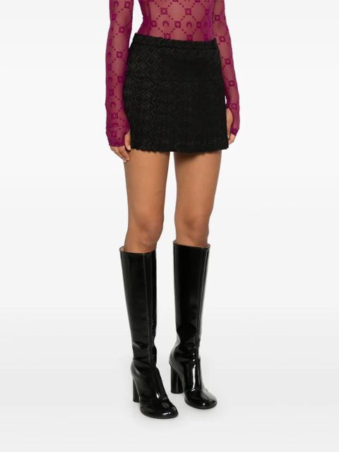 Marine Serre Moon Diamond-jacquard mini skirt - Black