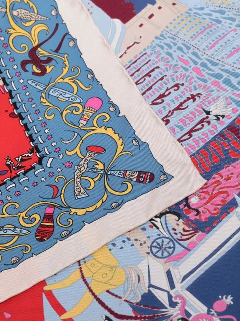 Ferragamo Palazzo Spini-Feroni print scarf - Blue