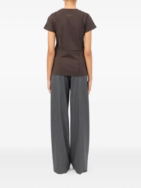 MM6 Maison Margiela panelled short-sleeve T-shirt - Brown