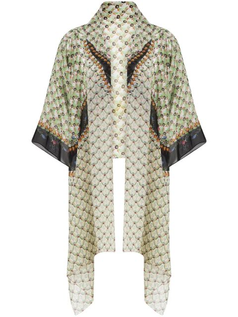 ETRO floral-print silk shrug shawl - Green - zdjęcie produktu nr 1