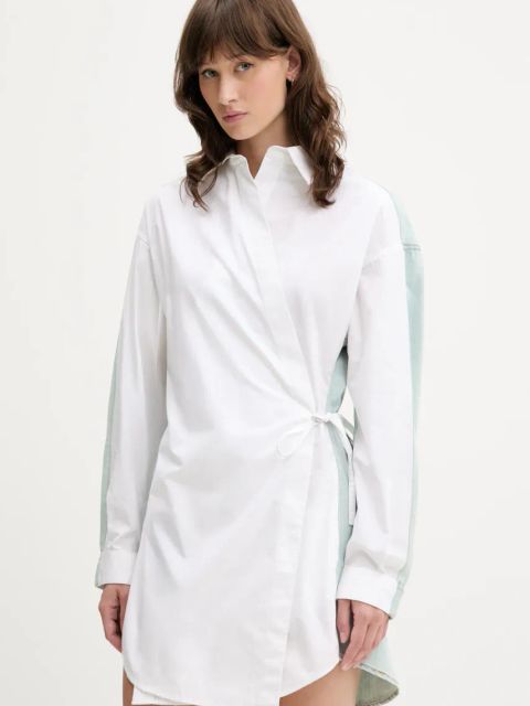 Diesel sukienka bawełniana D-ELPHI-DEN DRESS kolor biały mini rozkloszowana A17387.0CBCP