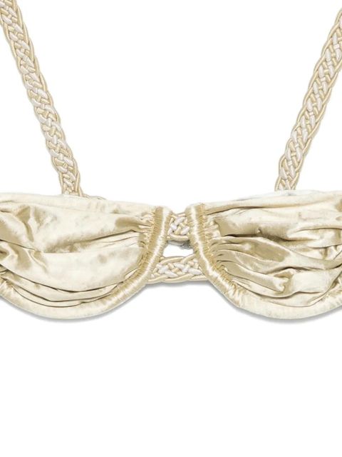 Isa Boulder weave strap bikini top - Neutrals