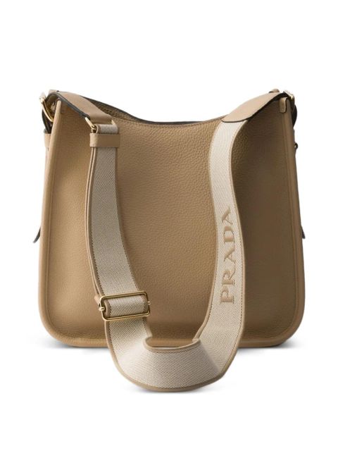 Prada logo-detail leather shoulder bag - Neutrals