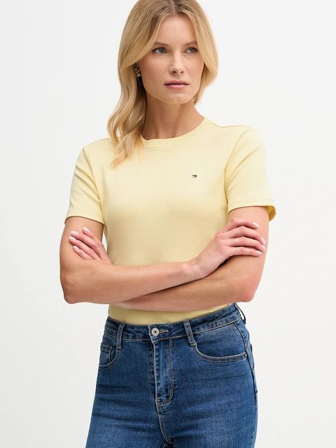 Tommy Hilfiger t-shirt bawełniany damski kolor żółty WW0WW40587 - zdjęcie produktu nr 1