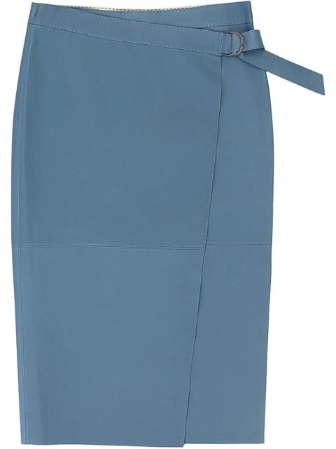 Loro Piana wrap-effect leather pencil skirt - Blue - zdjęcie produktu nr 1