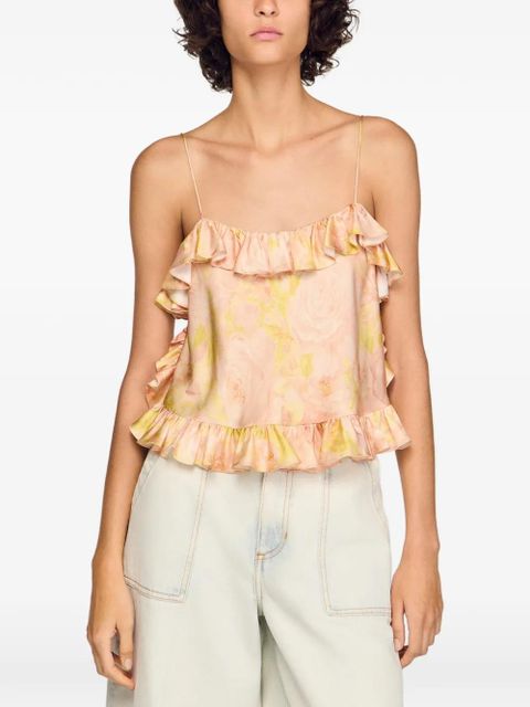 SANDRO ruffled floral print top - Pink