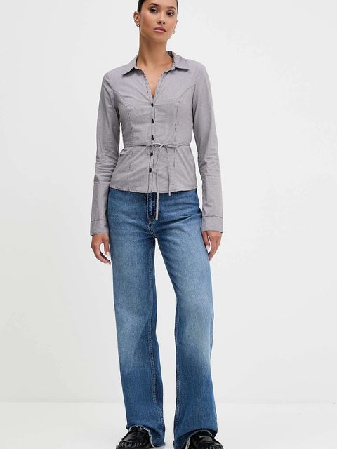 Hollister Co. koszula damska kolor brązowy slim z kołnierzykiem klasycznym KI340-5442 - zdjęcie produktu nr 2