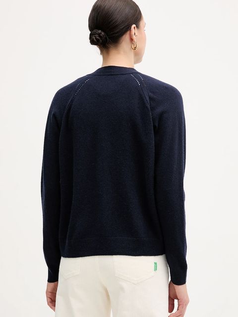 Sisley kardigan z dodatkiem wełny damski kolor granatowy lekki 102HM602Q - zdjęcie produktu nr 2