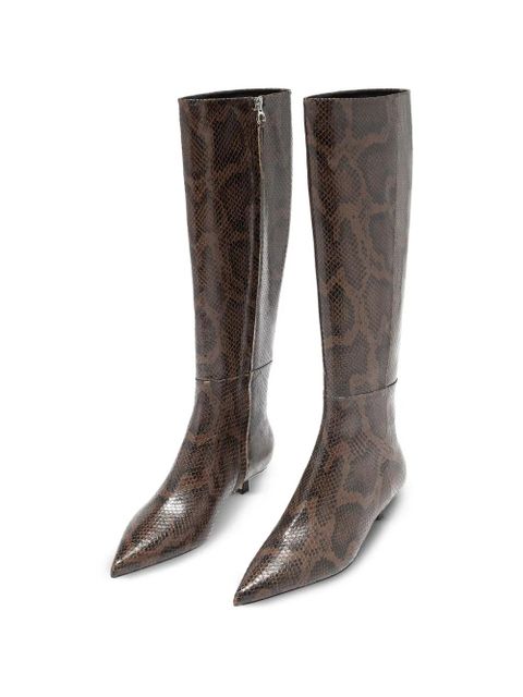 Aeyde Sabrina snake-print pointed boots - Brown - zdjęcie produktu nr 2