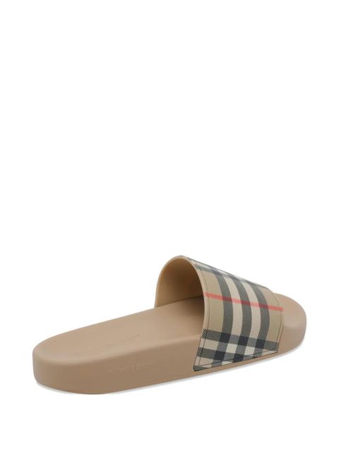 Burberry check round-toe slides - Neutrals