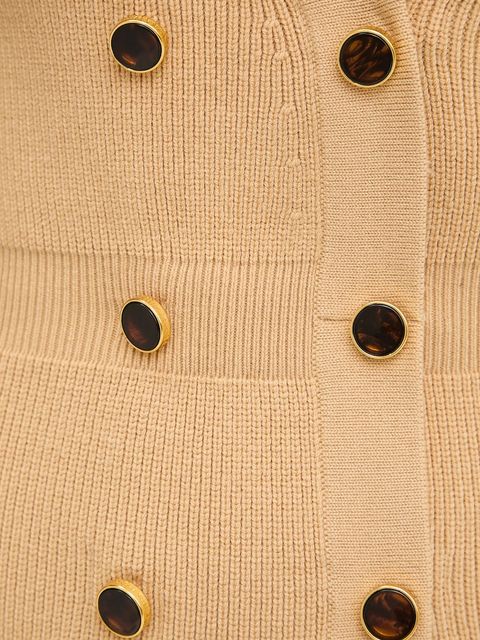 Elisabetta Franchi sukienka z dodatkiem wełny kolor beżowy mini dopasowana AM04S56E2 - zdjęcie produktu nr 2