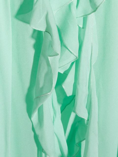 Blumarine ruffled floral-appliqué dress - Green