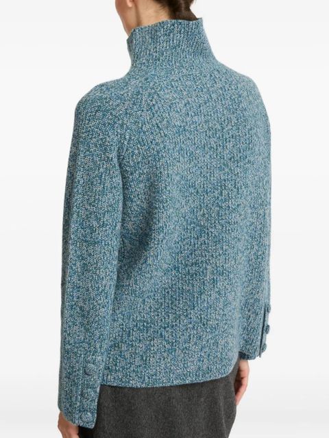 Yves Salomon funnel-neck button-detail sweater - Blue