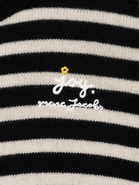 Marc Jacobs striped-pattern flower-embellished sweater - Black