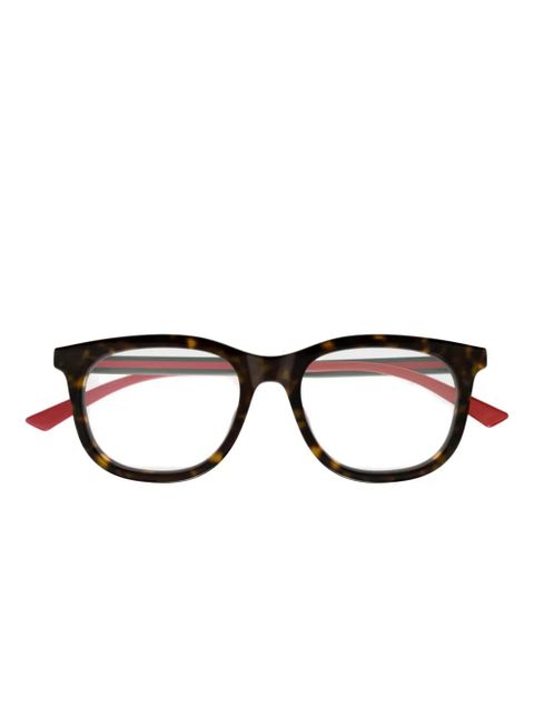 Gucci Eyewear striped roung-frame glasses - Brown