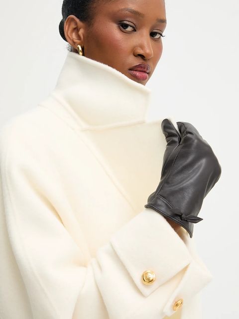 Answear.LAB rękawiczki skórzane damskie kolor brązowy