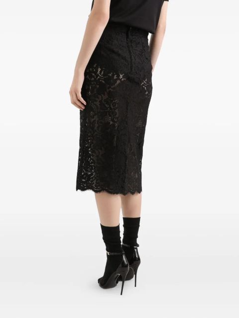 Dolce & Gabbana cordonetto lace-trim midi skirt - Black