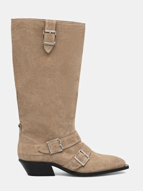 Alohas kozaki zamszowe Ryder damskie kolor beżowy na słupku S100851.01