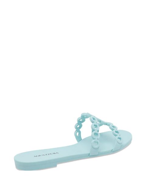 Aquazzura chain round-toe slides - Blue