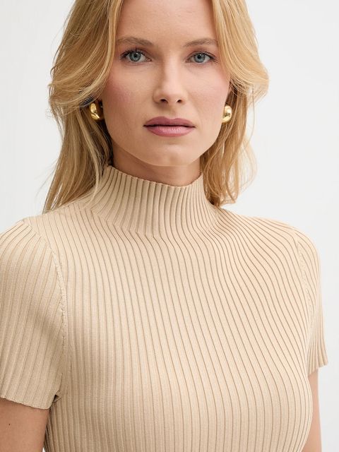 Guess sweter JAYLA damski kolor beżowy z półgolfem W5YR04 Z0040