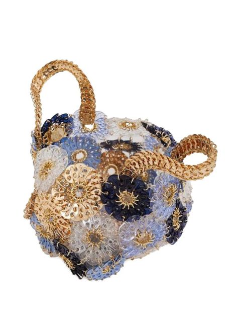 Rabanne flower-embellished chain-strap tote bag - Blue