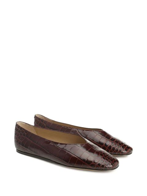 Le Monde Beryl Regency crocodile-effect pointed slippers - Brown