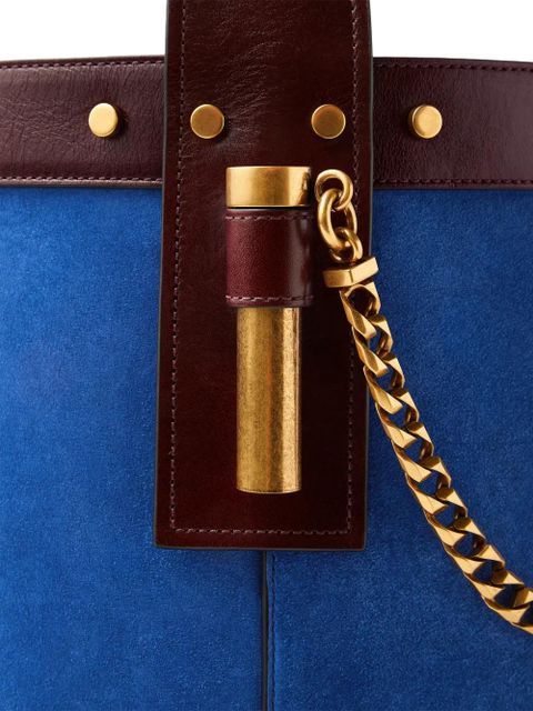 Versace Pivot small suede bucket bag - Blue